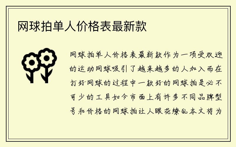 网球拍单人价格表最新款