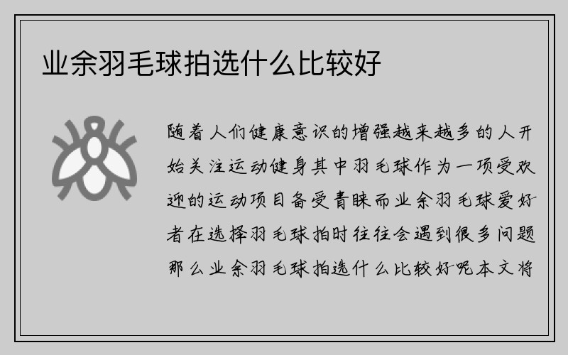 业余羽毛球拍选什么比较好