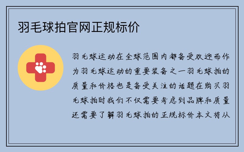 羽毛球拍官网正规标价