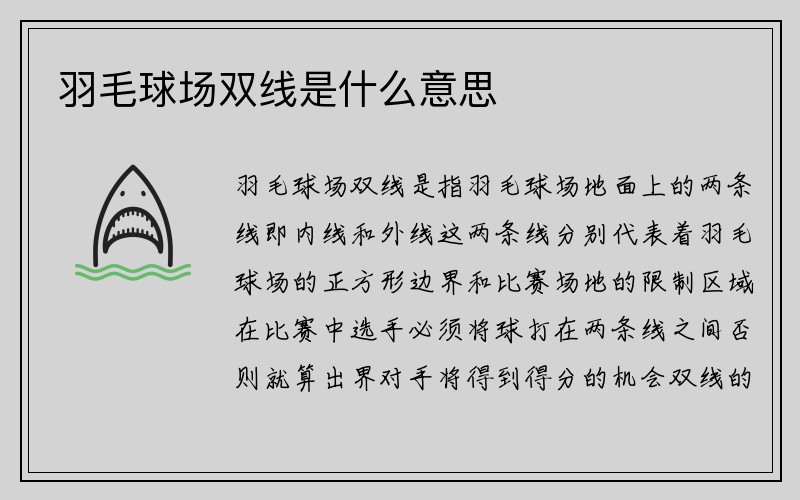 羽毛球场双线是什么意思